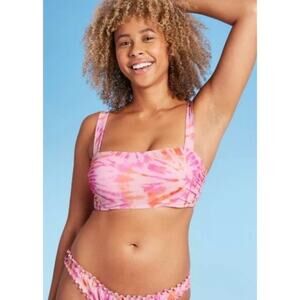 Shade & Shore Light lift square neck bralette bikini top tie dye Size 34C NWT